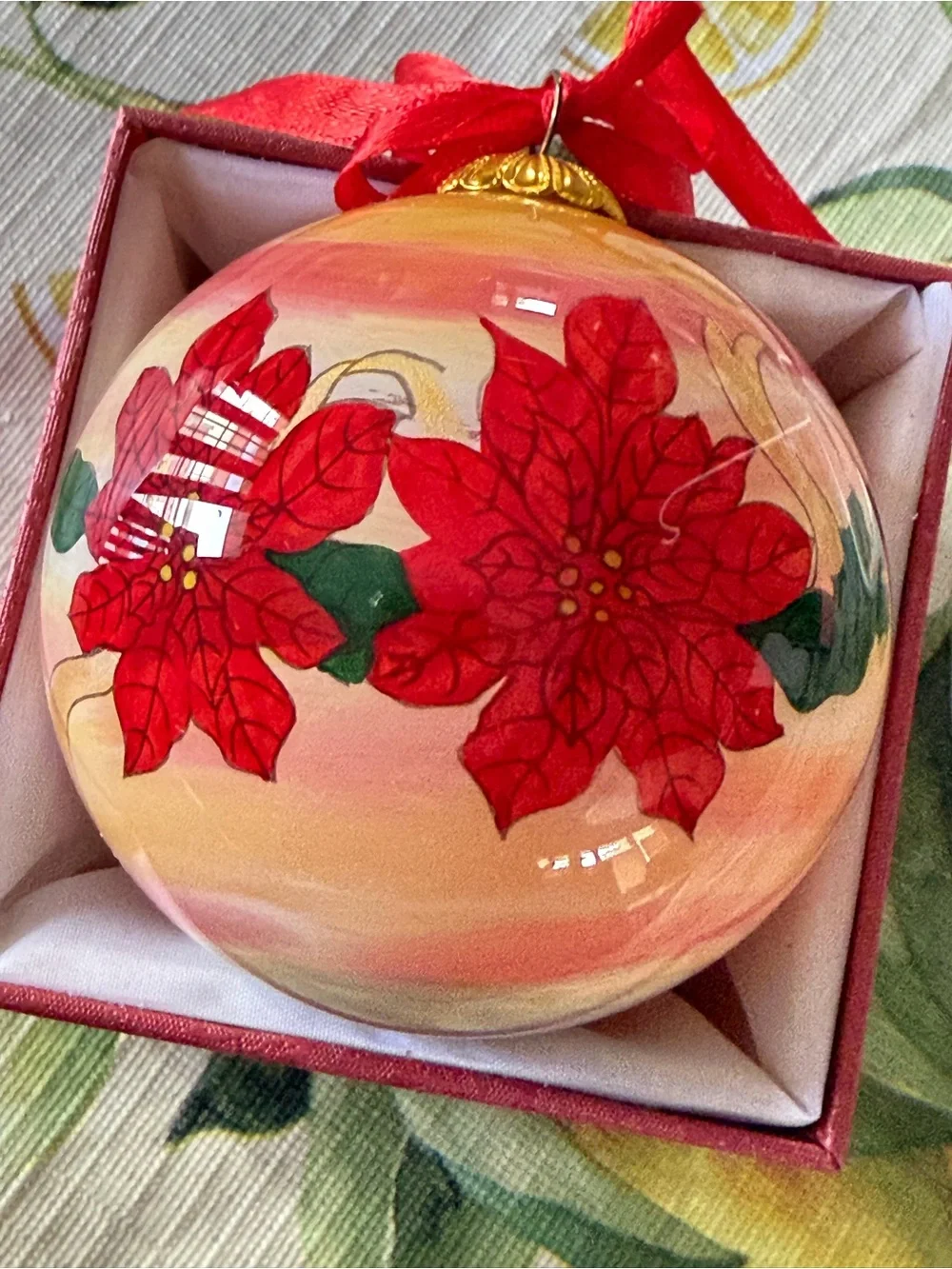 Hand-Painted Venice Gondola Holiday Ornament - Orange Li Bien
